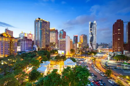 Tai Chung city landscape at sunset Melchers Taiwan