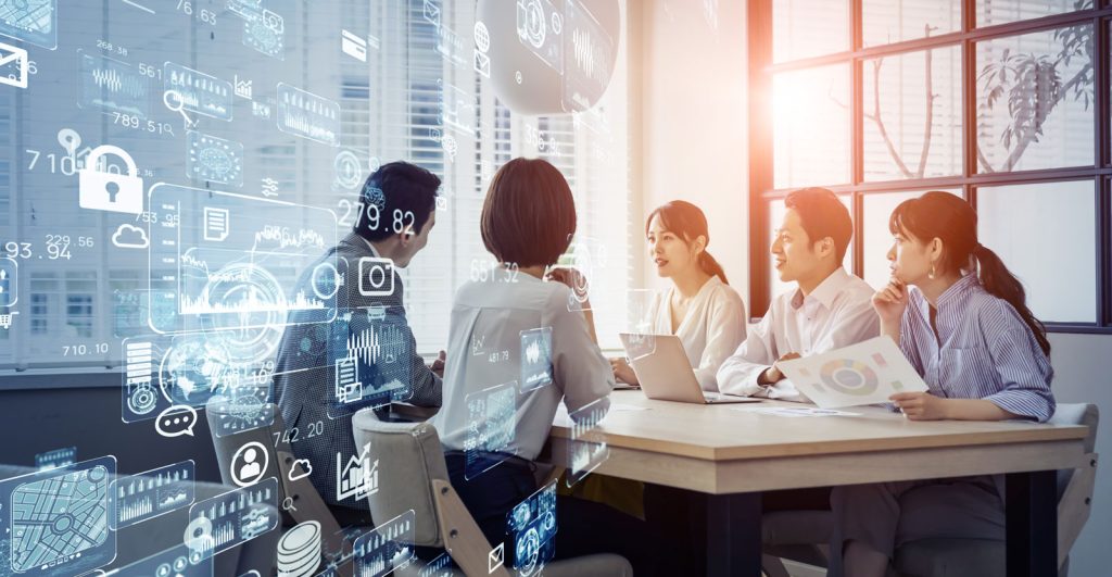 five people sitting at a table for business consultations Melchers Taiwan